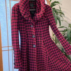 Express Fit & Flare Pink Herringbone Coat